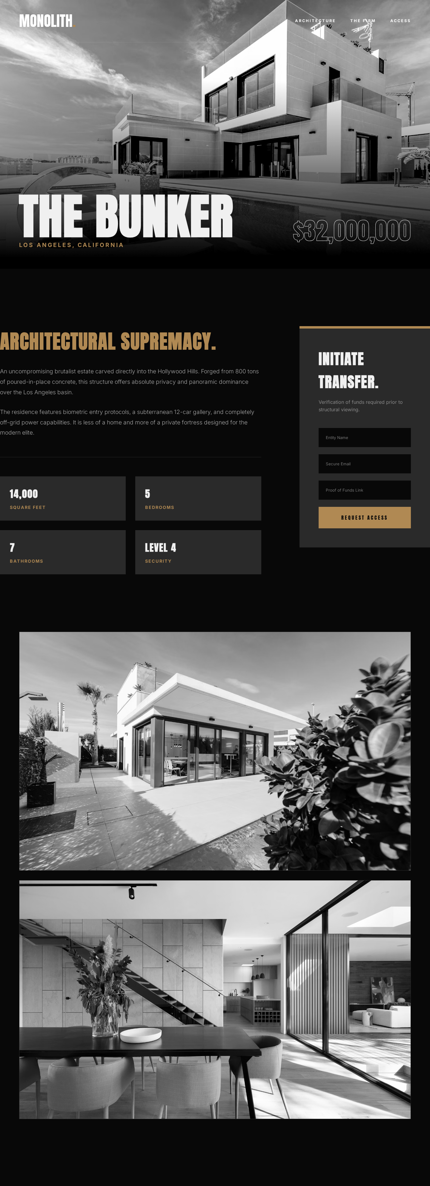Monolith | The Bunker — a Real Estate Agency page design