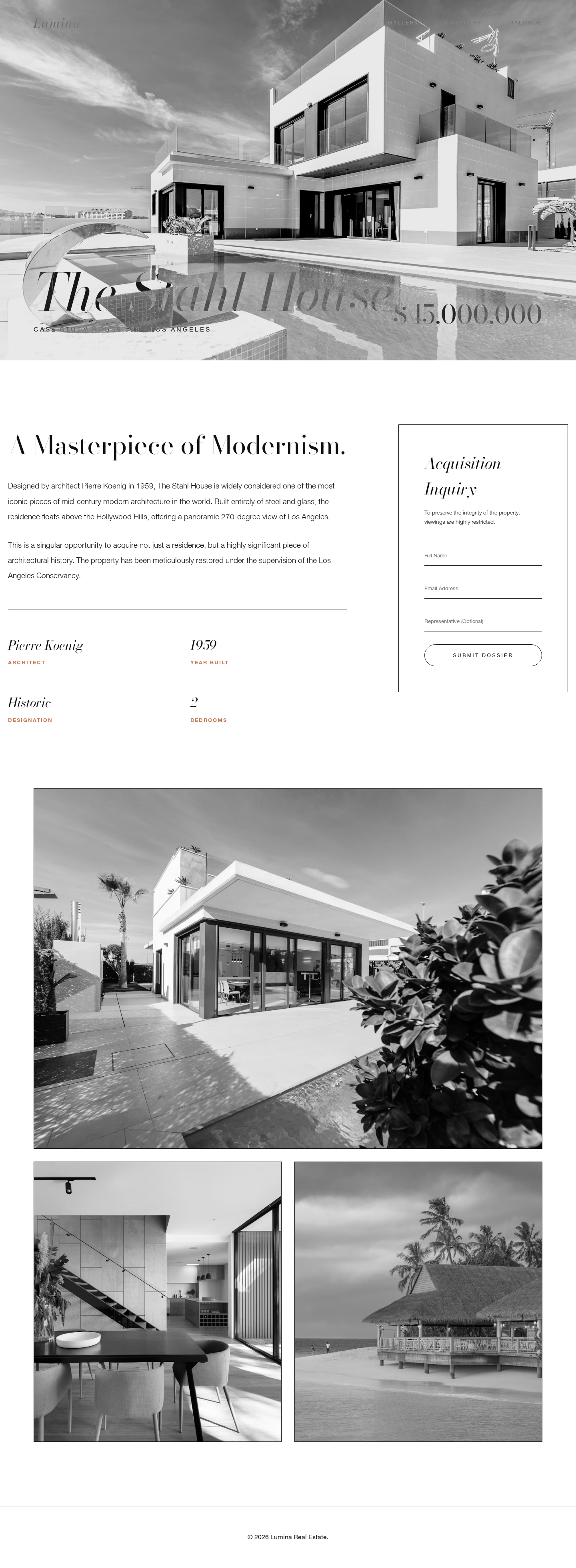 Lumina | The Stahl House — a Real Estate Agency page design