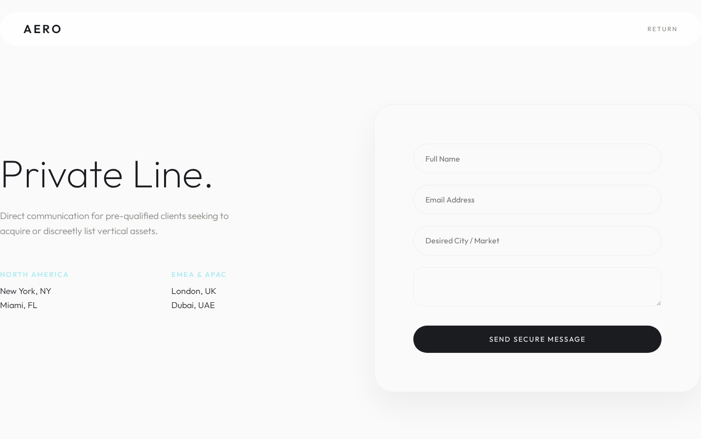 Aero | Private Line — a Real Estate Agency page design