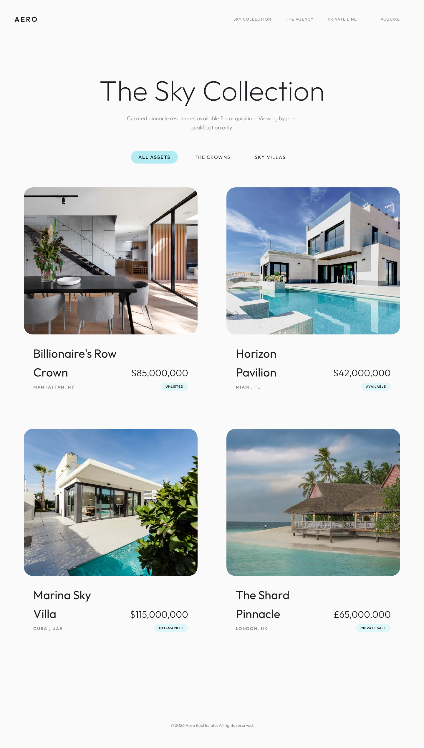 Aero | The Sky Collection — a Real Estate Agency page design