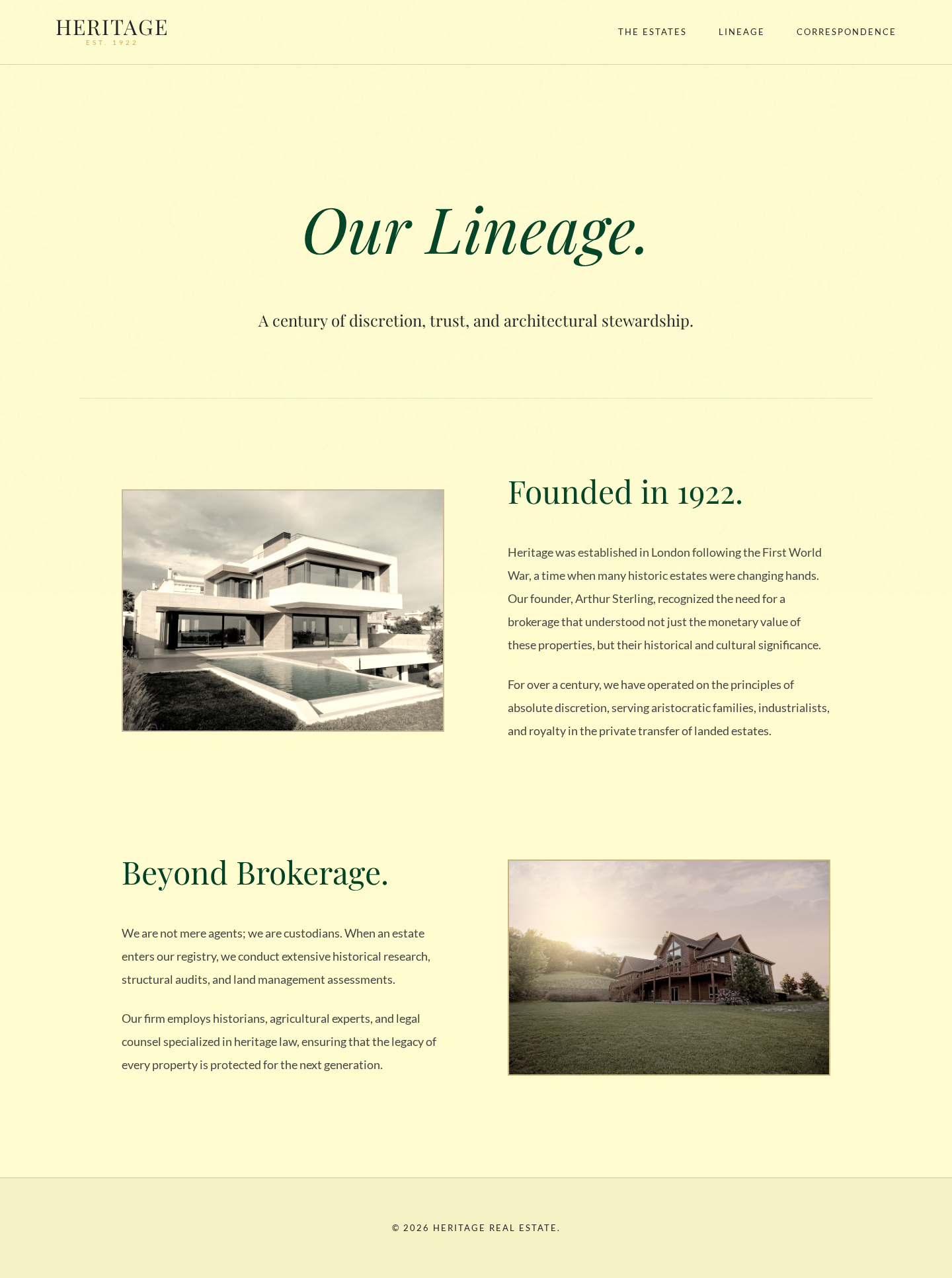 Heritage | Lineage — a Real Estate Agency page design