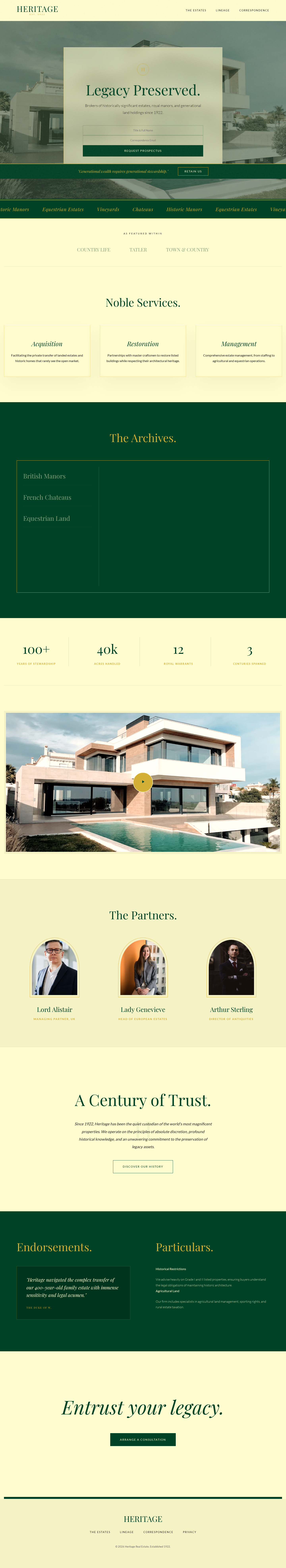 Heritage | Generational Estates — a Real Estate Agency page design