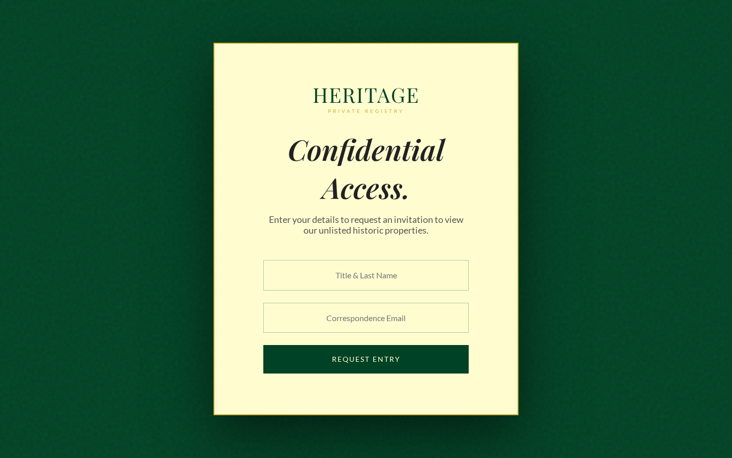 Heritage | Private Registry — a Real Estate Agency page design
