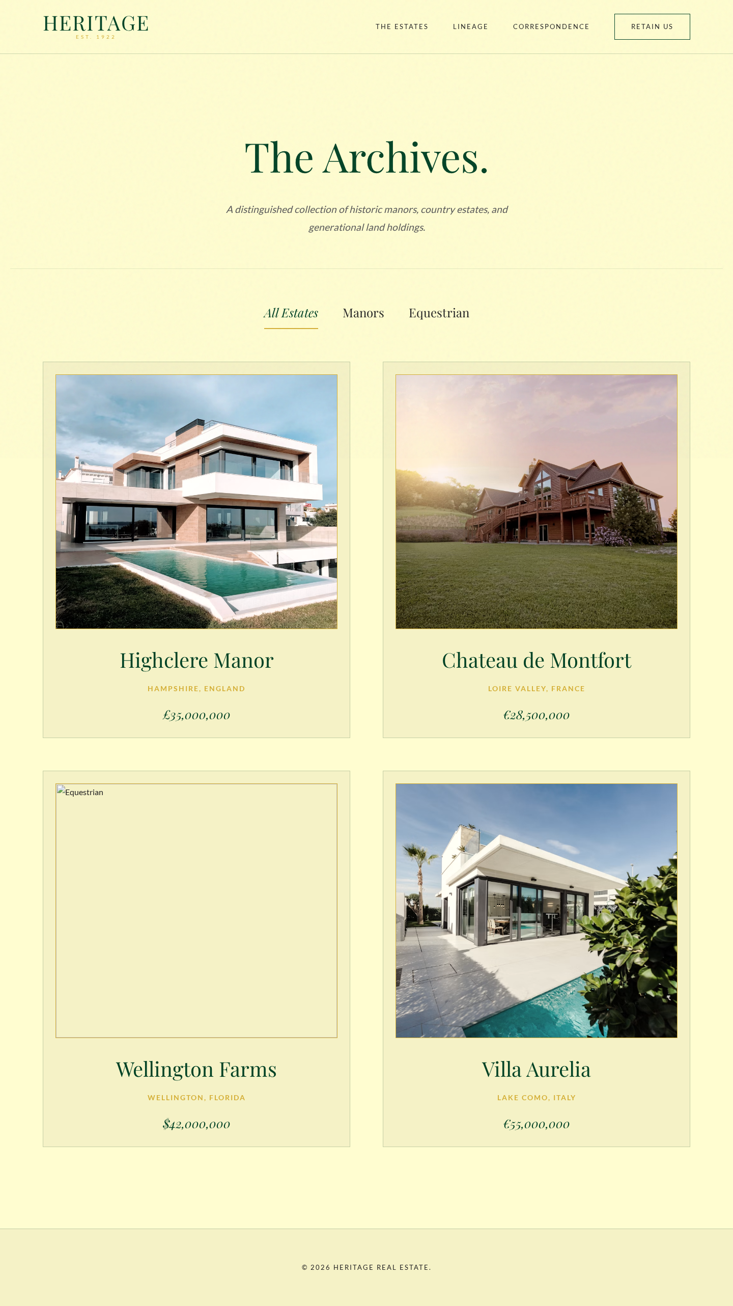 Heritage | The Estates — a Real Estate Agency page design